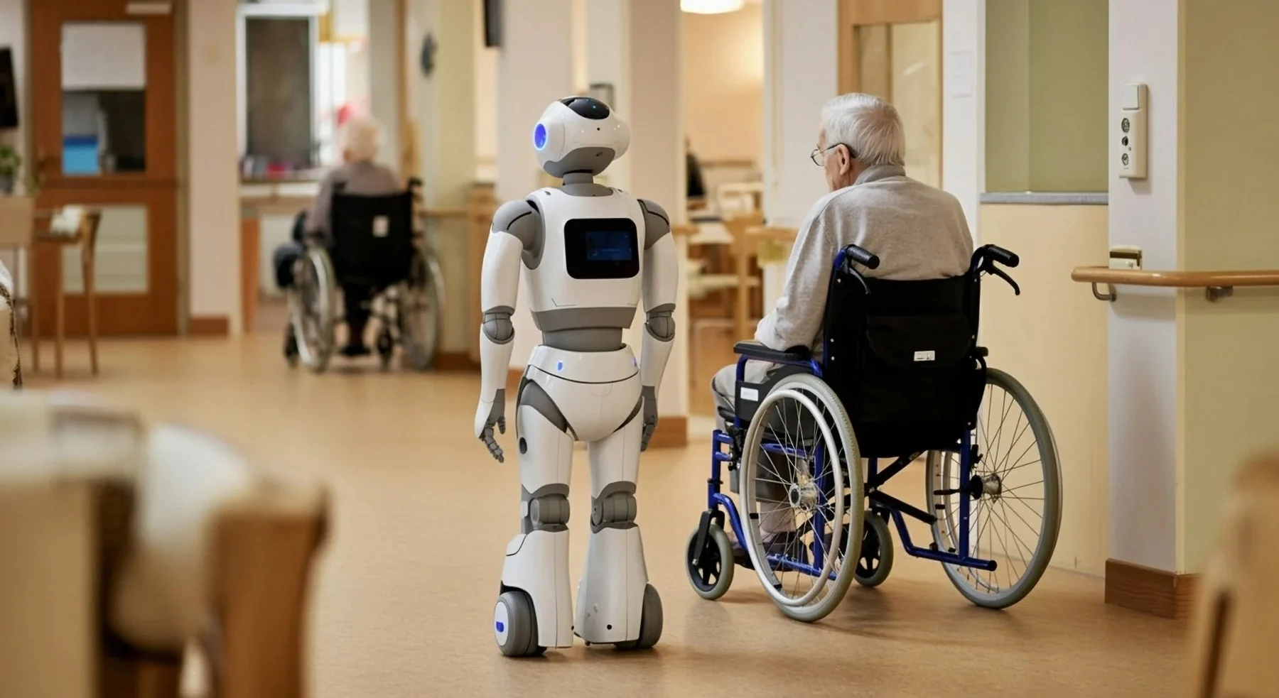 Concept image of a robot operating in a senior-care facility
